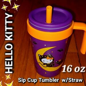 Hello Kitty Halloween Moon & Bats Sip Cup Tumbler Sanrio 16 Oz